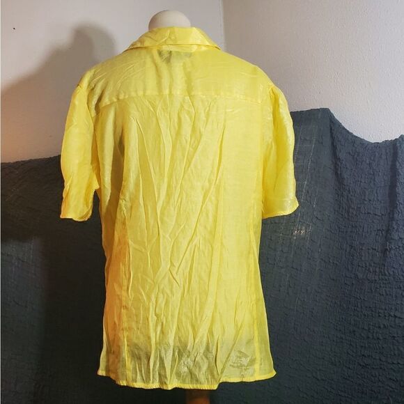 Ashley Stewart Yellow Button Down Rouched Top Size 18W - Picture 5 of 12